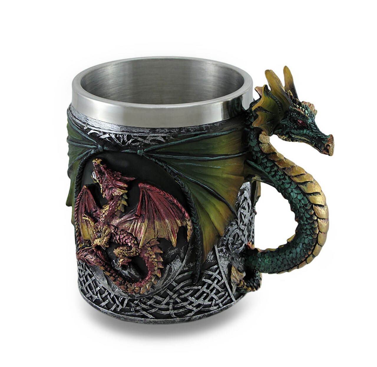 Gothic Dragon Tankard Celtic Knot work Mug w/Stainless Steel Insert